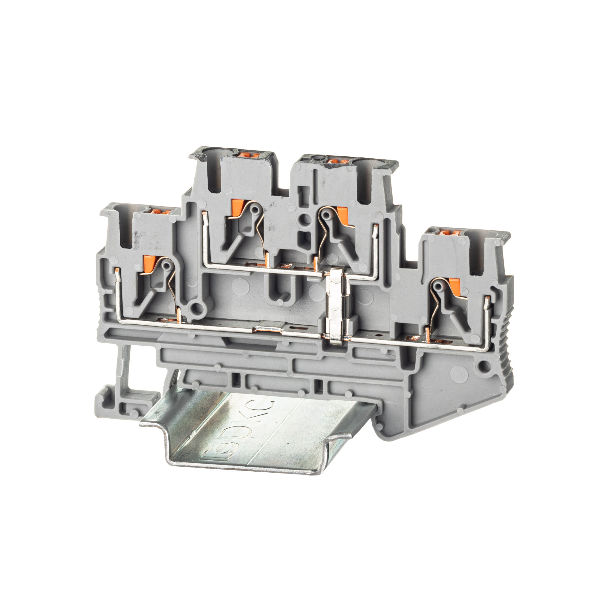 К23. Клемма VPRTT-2.5-PV-GY двухуровневая, зажим push-in, 4 точки подключения, уровни  (ДКС)