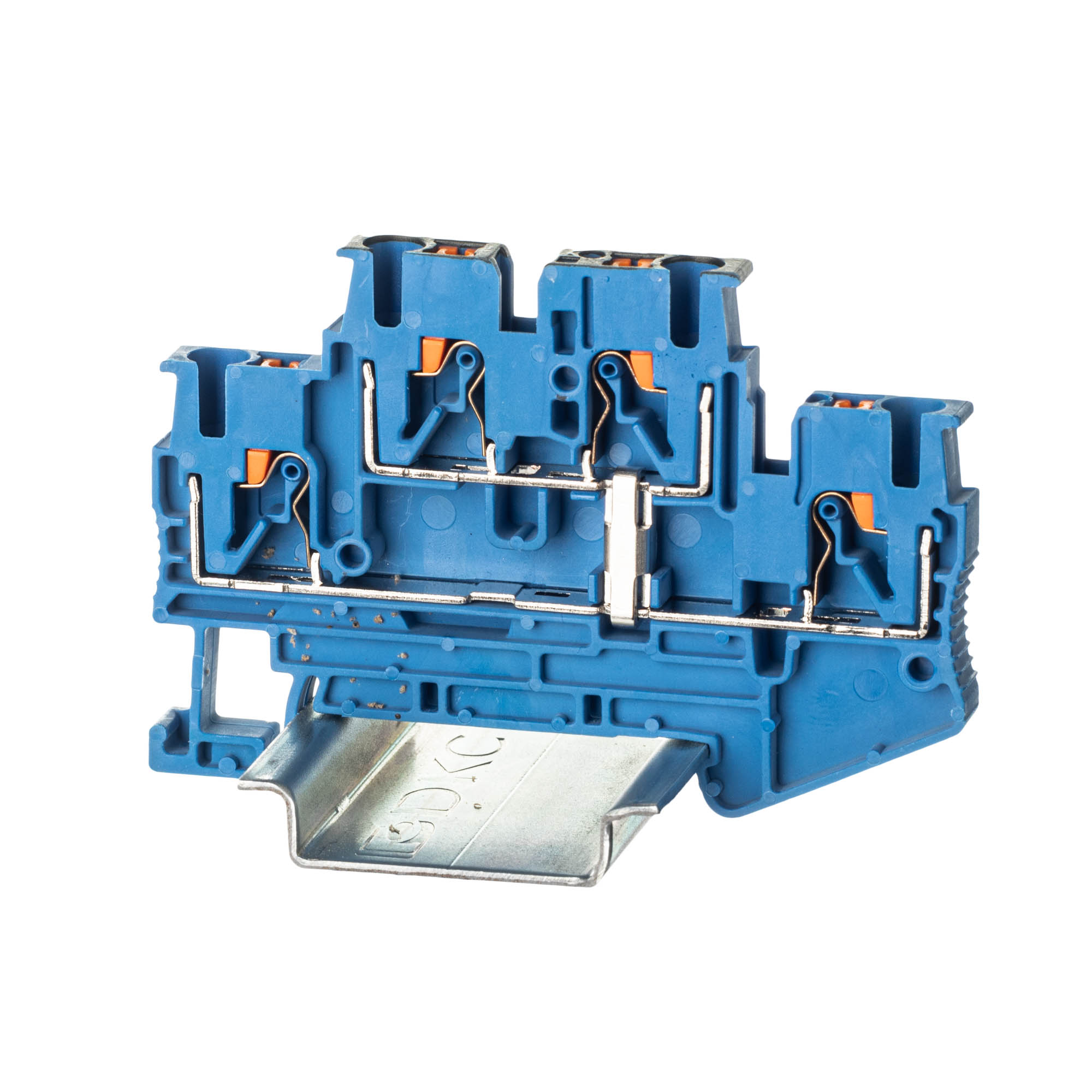 К23. Клемма VPRTT-2.5-PV-BU двухуровневая, зажим push-in, 4 точки подключения с перемычкой  (ДКС)