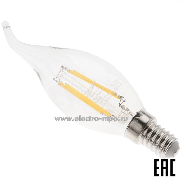 Л0037. Лампа 7Вт Б0027945 F-LED BXS35-7W-840-E14 910Лм 4000К светодиодная "свеча на ветру" х/б свет (ЭРА)