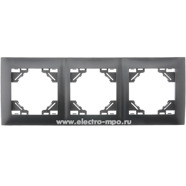 Ю1236. Рамка Эрна Элегант 49663 PFR00-9013-03 3-местная горизонтальная чёрная (Stekker)