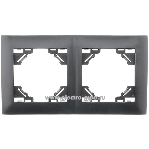 Ю1235. Рамка Эрна Элегант 49662 PFR00-9012-03 2-местная горизонтальная чёрная (Stekker)