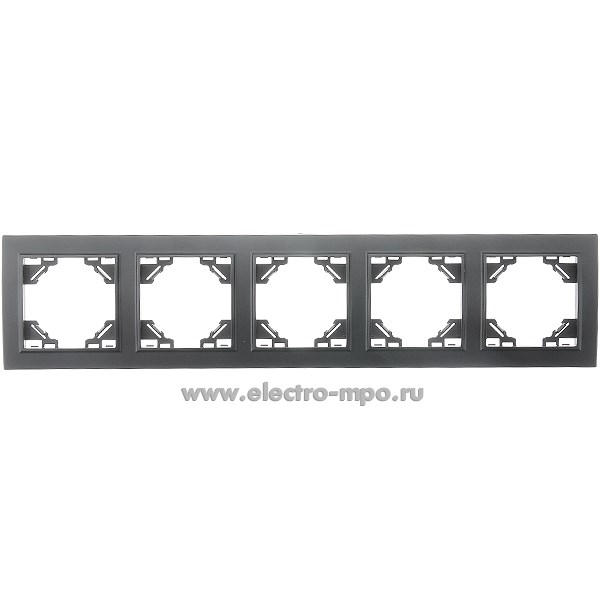 Ю1233. Рамка Эрна 39622 PFR00-9005-03 5-местная горизонтальная чёрная (Stekker)