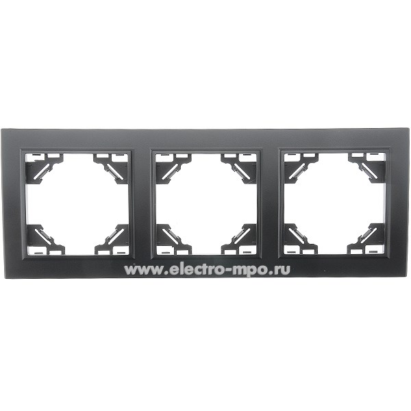Ю1231. Рамка Эрна 39484 PFR00-9003-03 3-местная горизонтальная чёрная (Stekker)