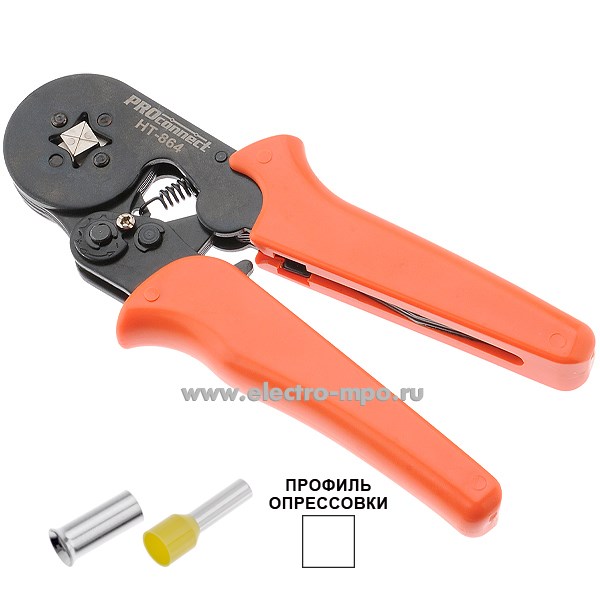 И1116. Пресс-клещи 12-3202-4 HT-864 для втулочных наконечников 0,25-6кв.мм (PROconnect)