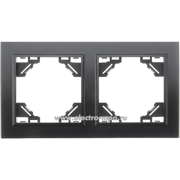 Ю1230. Рамка Эрна 39483 PFR00-9002-03 2-местная горизонтальная чёрная (Stekker)