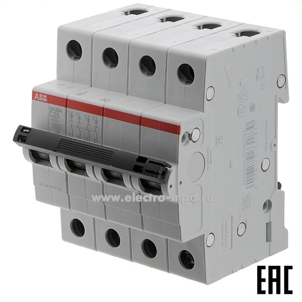 К6356. Автоматический выключатель SH204 C25А/4п/ 6,0кА на Din-рейку 2CDS214001R0254 C25 (АВВ)