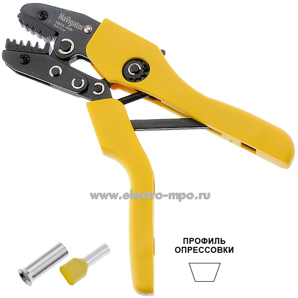 И1154. Пресс-клещи 80379 NHT-Pkv01-M-6 для втулочных наконечников 0,5-6 кв.мм (Navigator)
