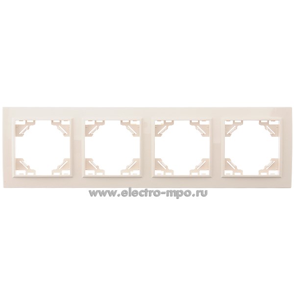 Ю1170. Рамка Эрна 39243 PFR00-9004-02 4-местная горизонтальная слоновая кость (Stekker)