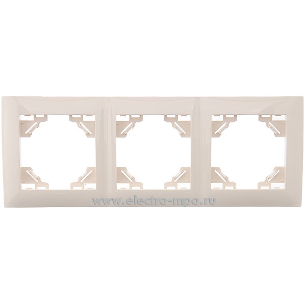 Ю1174. Рамка Эрна Элегант 49668 PFR00-9013-02 3-местная горизонтальная слоновая кость (Stekker)