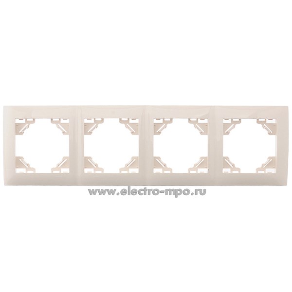 Ю1175. Рамка Эрна Элегант 49669 PFR00-9013-02 4-местная горизонтальная слоновая кость (Stekker)