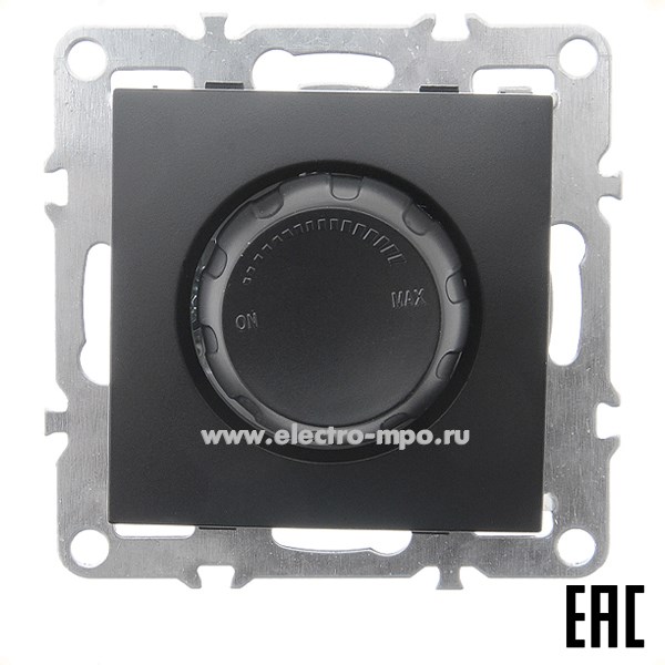 Ю1222. Механизм выключателя Эрна 49150 PSW10-9106-03 диммирующий с/п 250В 600Вт чёрный (Stekker)