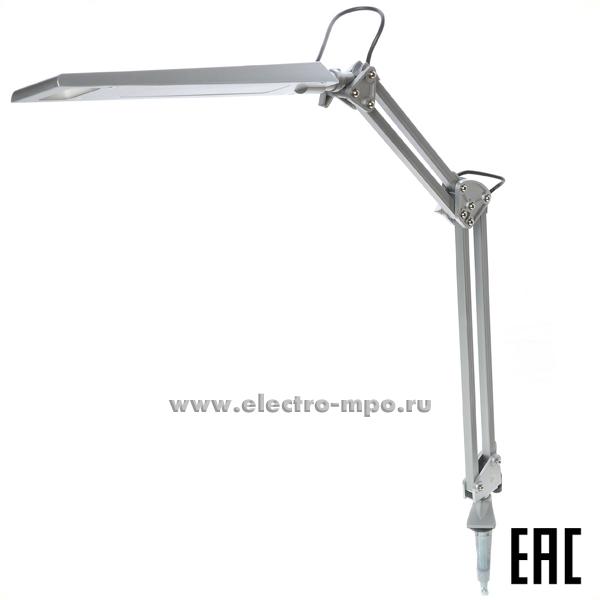 С6019. Светильник KD-821 C03 светодиодный 8Вт 4000К на струбцине серебро (Camelion)
