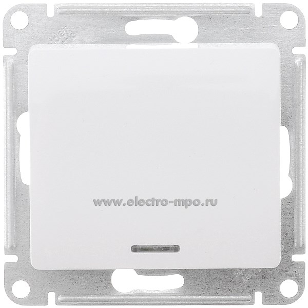 Ю0918. Механизм Glossa GSL000163 переключателя 1кл. с подсветкой с/п белый (Systeme Electric)