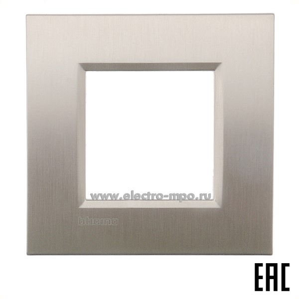Ю3552. Рамка-1 Living Light LNA4802ACS на 2 модуля прямоугольная металл фактурная сталь (BTicino)