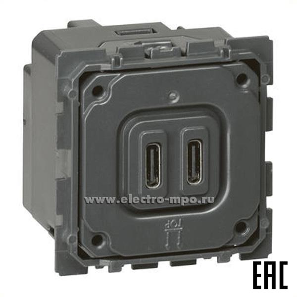 Ю6527. Механизм Celiane 067466 зарядного устройства USB 2 выхода тип С 5В 3А с/п (Legrand)