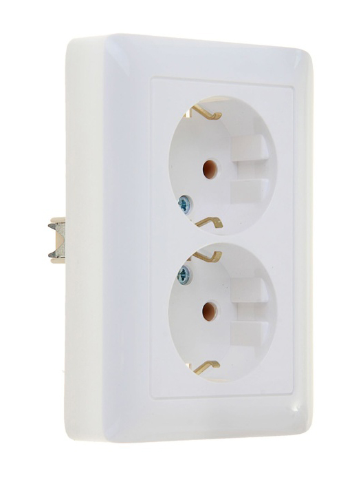 Р01. Розетка ХИТ RS16-236-B "евро" двойная с/п белая (Systeme Electric)