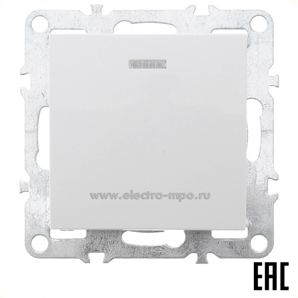 Ю1120. Механизм выключателя Эрна 39309 PSW10-9101-01 1-клавишный с/п c индикатором 10А белый (Stekker)