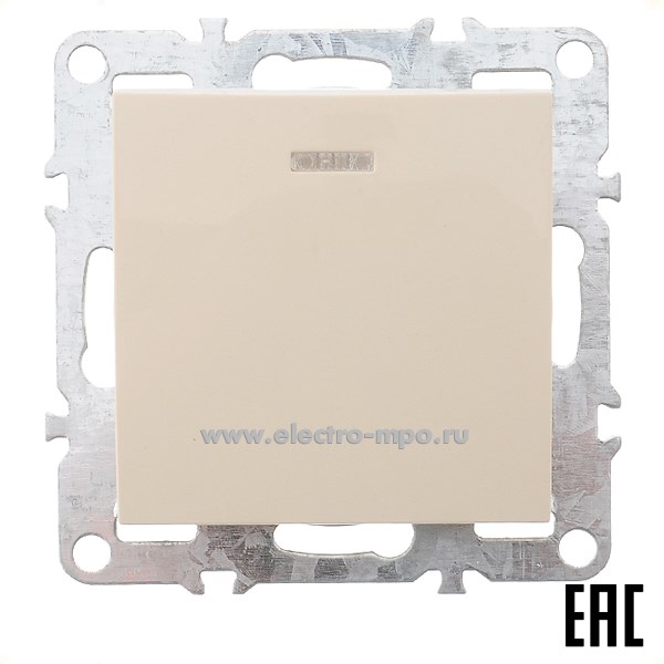 Ю1158. Механизм выключателя Эрна 39320 PSW10-9101-02 1-клавишный c индикатором слоновая кость (Stekker)