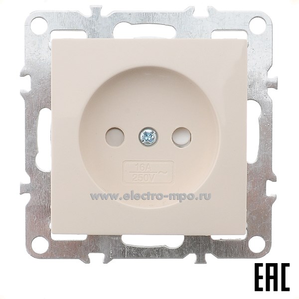 Ю1163. Механизм розетки Эрна 39327 PST10-9109-02 1-местная с/п б/з с защ. шторкой слоновая кость (Stekker)