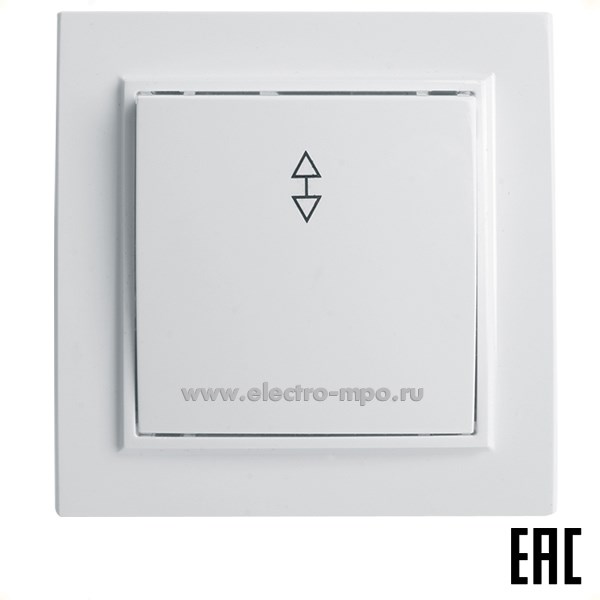 Ю1103. Переключатель Эрна 39617 PSW10-9005-01 1-клавишный с/п 250В 10А белый (Stekker)