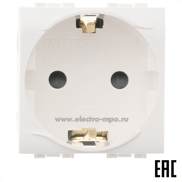 Ю1823. Механизм Brava 76482B розетки "евр" со шторками 2 модуля с/п белый (ДКС Тверь)