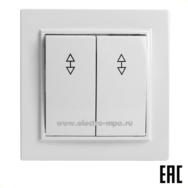 Ю1104. Переключатель Эрна 39919 PSW10-9008-01 2-клавишный с/п 250В 10А белый (Stekker)