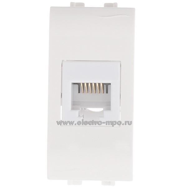 Ю1830. Механизм Brava 76120B розетки телефонной 1 вход 6 конт. 1 модуль с/п белый (ДКС Тверь)