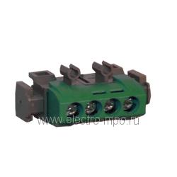 Э1650. Шина ноль 04830 на 4 присоединения зеленая 80А с колпаком (Legrand)