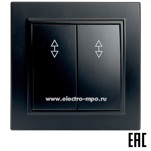 Ю1204. Переключатель Эрна 39921 PSW10-9008-03 2-клавишный с/п 250В 10А чёрный (Stekker)