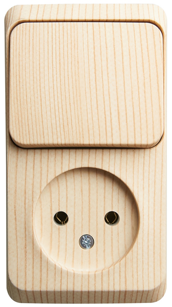 Ю49. Блок Этюд BPA16-204D (выкл. 1 кл.+роз.) о/п "сосна" (Systeme Electric)