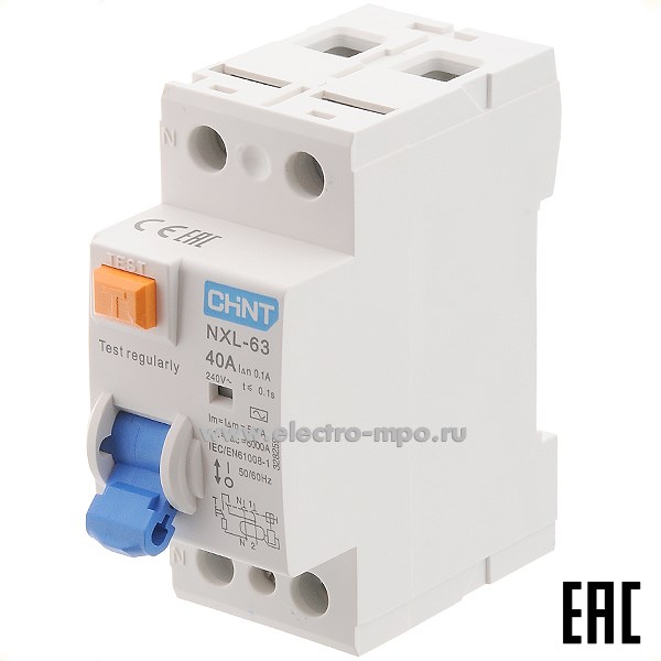 К9787. Устройство защитного отключения NХL-63  328259 (тип АС) 40А-100мА 240В 1P+N 6кА (CHINT)