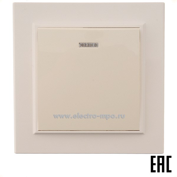 Ю1144. Выключатель Эрна 39228 PSW10-9001-02 1-клавишный c индикатором 250В 10А слоновая кость (Stekker)