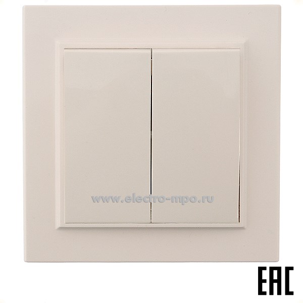 Ю1139. Выключатель Эрна 39231 PSW10-9004-02 2-клавишный 250В 10А слоновая кость (Stekker)