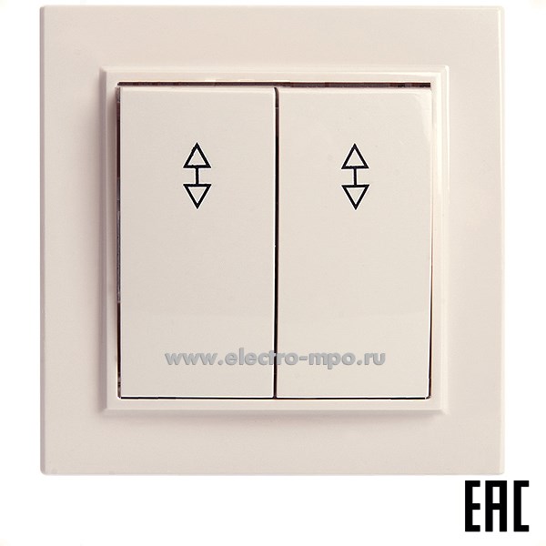 Ю1142. Переключатель Эрна 39920 PSW10-9008-02 2-клавишный 250В 10А слоновая кость (Stekker)