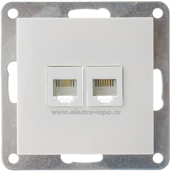 Ю0621. Механизм LK60 865604-1 телефонной розетки 2 входа 6 контактов с/п белый (Экопласт)