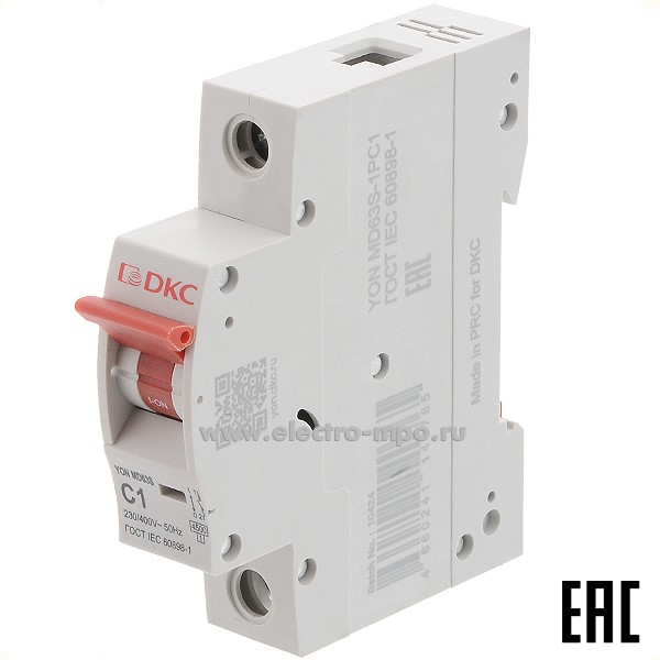 А2001. Автоматический выключатель YON max MD63S-1PC1 1А/1п/ 4,5кА на Din-рейку (ДКС)