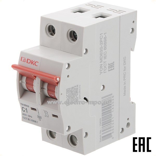 А2015. Автоматический выключатель YON max MD63S-2PC1 1А/2п/ 4,5кА на Din-рейку (ДКС)