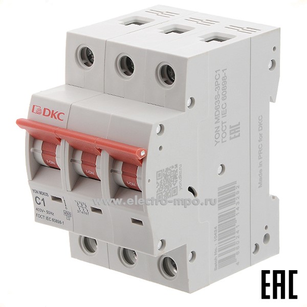 А2029. Автоматический выключатель YON max MD63S-3PC1 1А/3п/ 4,5кА на Din-рейку (ДКС)