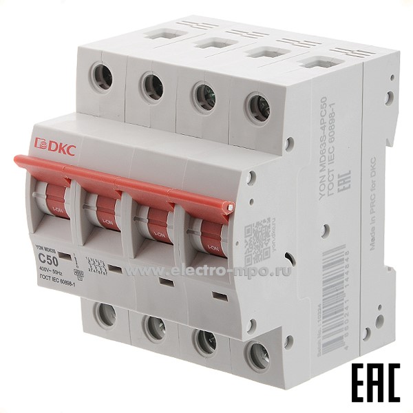 А2055. Автоматический выключатель YON max MD63S-4PC50 50А/4п/ 4,5кА на Din-рейку (ДКС)