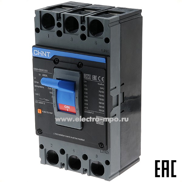 К9876. Автоматический выключатель 131373 NXM-400S/3P 400А 50кА при 400В (CHINT)