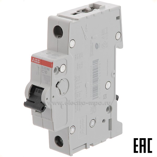 А2778. Автоматический выключатель S201M C10/1п/10кА на Din-рейку 2CDS271001R0104 (АВВ)