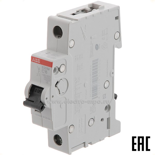 А2779. Автоматический выключатель S201M C16/1п/10кА на Din-рейку 2CDS271001R0164 (АВВ)
