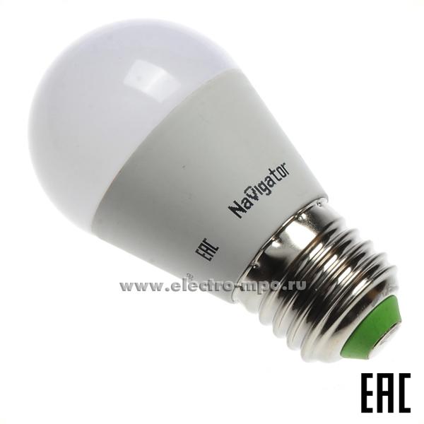 Л1632. Лампа 8.5Вт 61337 NLL-G45-8.5-230-4K-Е27 680Лм 4000К светодиодная "шарик" х/б свет (Navigator)