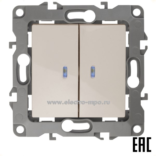 Ю3052. Механизм Эра12 12-1105-02 Б0014658 выключателя с подсветкой 2 кл. с/п слоновая кость (Эра)