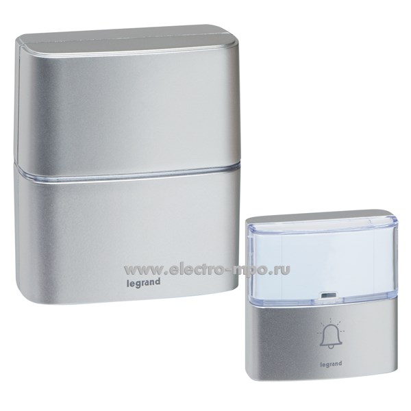 Р2603. Радиозвонок Премиум 094271 дальн. 200м 30 мелодий с индикацией с кнопкой IP54 алюминий (Legra