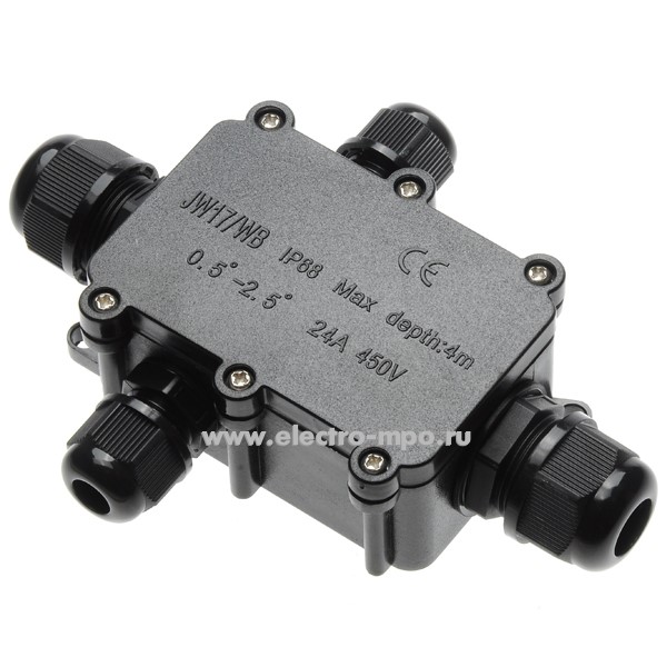 Р9843. Бокс Jinwei JW17-WB4 о/п 4 (1+1+1+1) ввода IP68 черный (Электромонтаж)