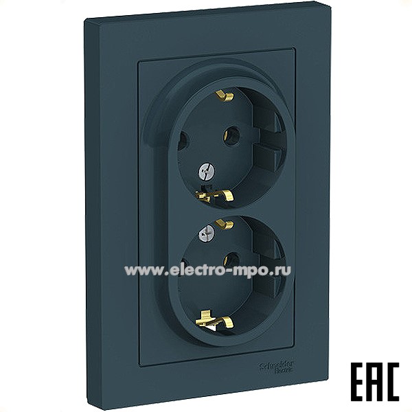 Ю51. Розетка AtlasDesign ATN000824 двойная "евро" с/п изумруд (Systeme Electric)