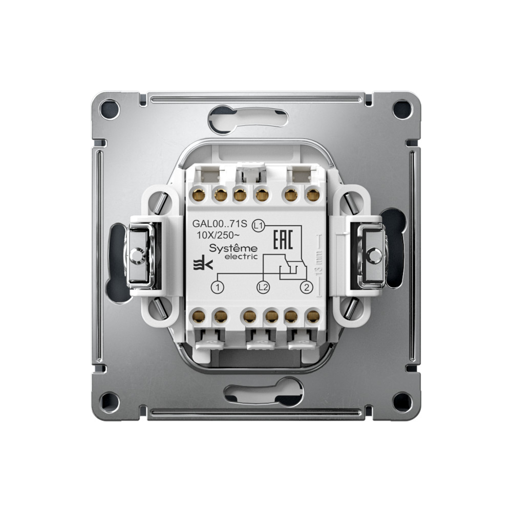 Р34. Механизм ArtGallery GAL000771S переключателя 1 кл. перекрестный безвинт. зажим с/п  грифель (SE)