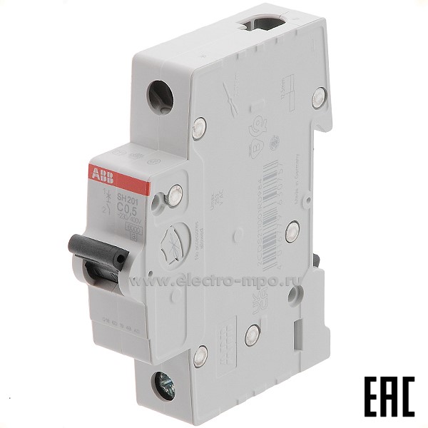 К6301. Автоматический выключатель SH201 C0,5А/1п/ 6,0кА на Din-рейку 2CDS211001R0984 C0.5 (АВВ)