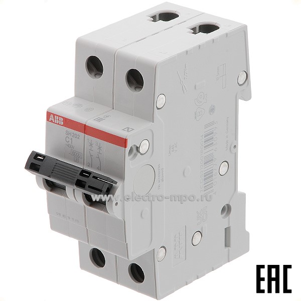 К6319. Автоматический выключатель SH202 C1А/2п/ 6,0кА на Din-рейку 2CDS212001R0014 C1 (АВВ)